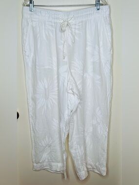 Joie White Linen Cropped pants, Sz XL